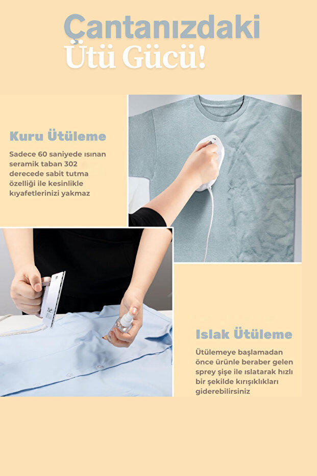El Tipi Buharlı Ütü – Taşınabilir Kırışıklık Giderici